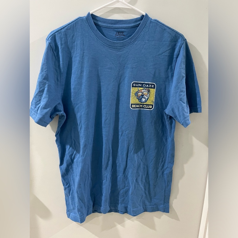 Izod Saltwater Light Blue Crewneck Graphic Tee, size small